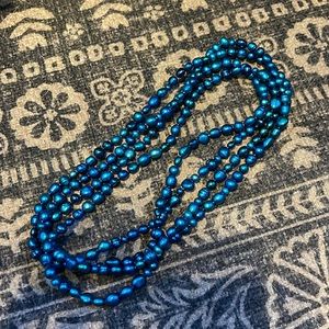 Extra long blue Honora pearl necklace